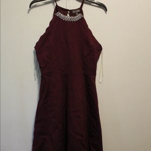 Burgundy mini dress with crystals